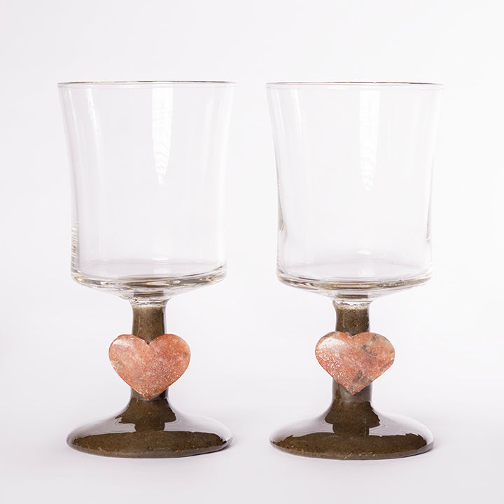 Tiger's Eye and Sandstone Infused Wine Glasses