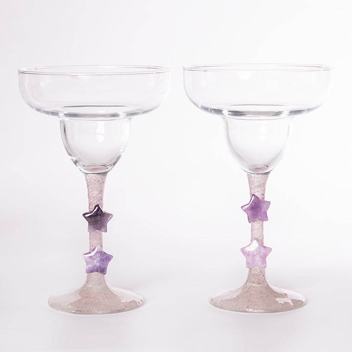 Lilac Lepidolite and Amethyst Daquiri Glasses