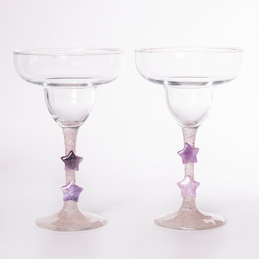 Lilac Lepidolite and Amethyst Daquiri Glasses