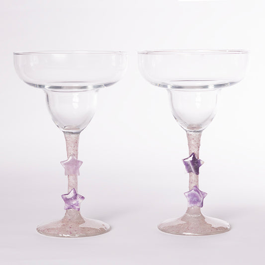 Lilac Lepidolite and Amethyst Daquiri Glasses
