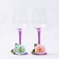 Purple Turquoise Long Stem Wine Glasses