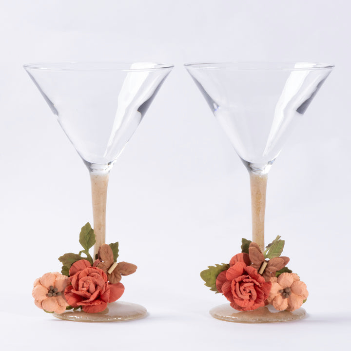Pink Opal Martini Glasses